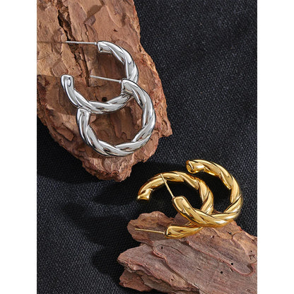 Geometric Twisted C Shape Earrings for Women