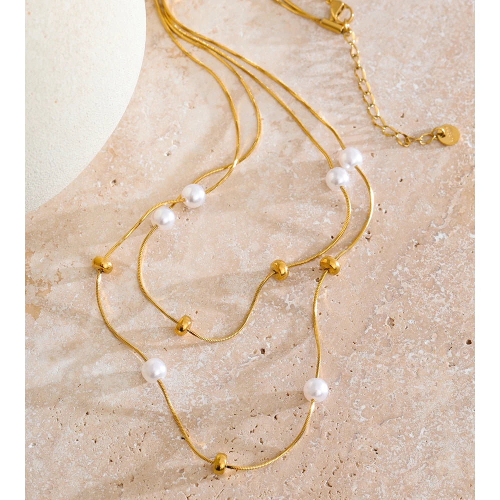 Stainless steel jewelry necklace with soft golden glow