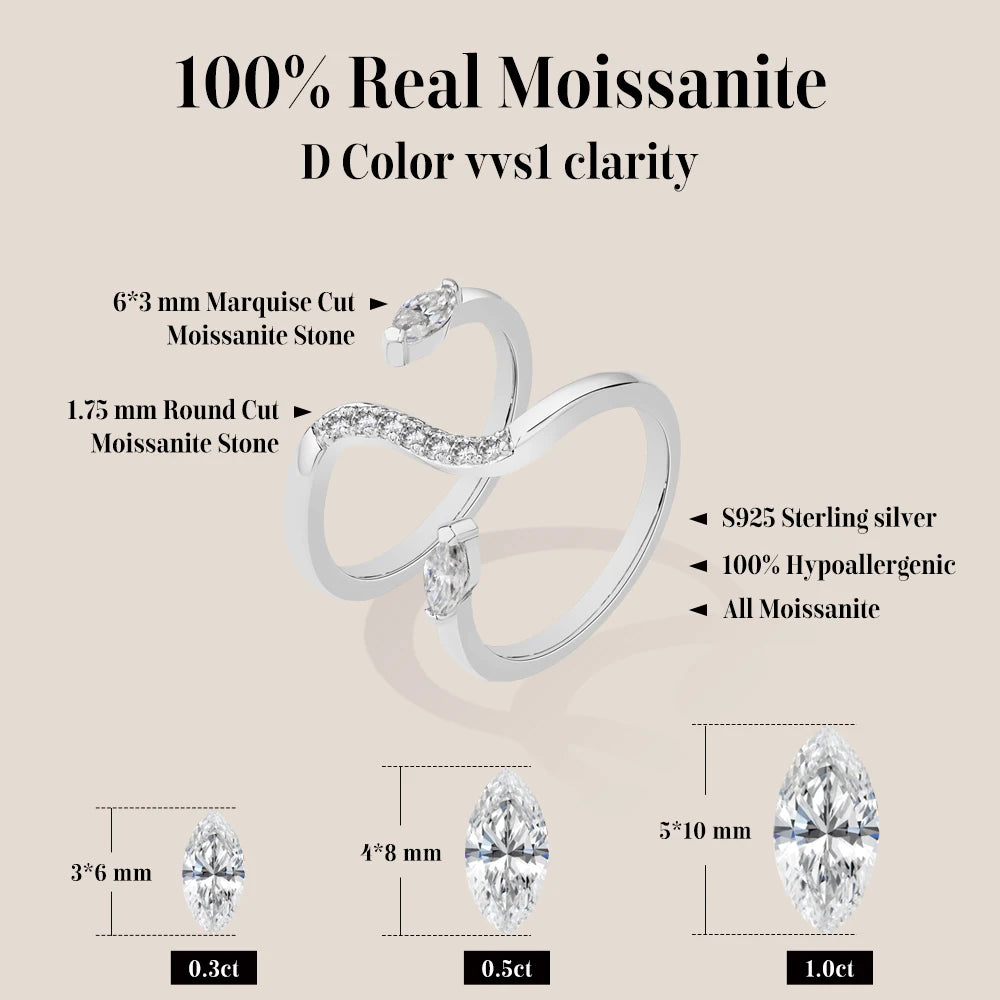 Women’s moissanite ring featuring intertwined snake form