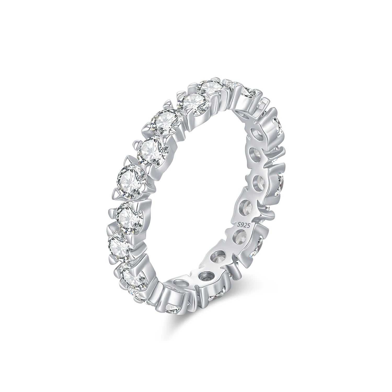 Cubic zirconia ring styled as an eternity band in 925 sterling silver