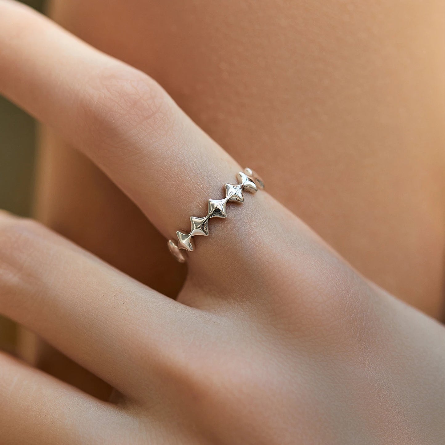 Celestial Vintage Sterling Silver Star Eternity Ring