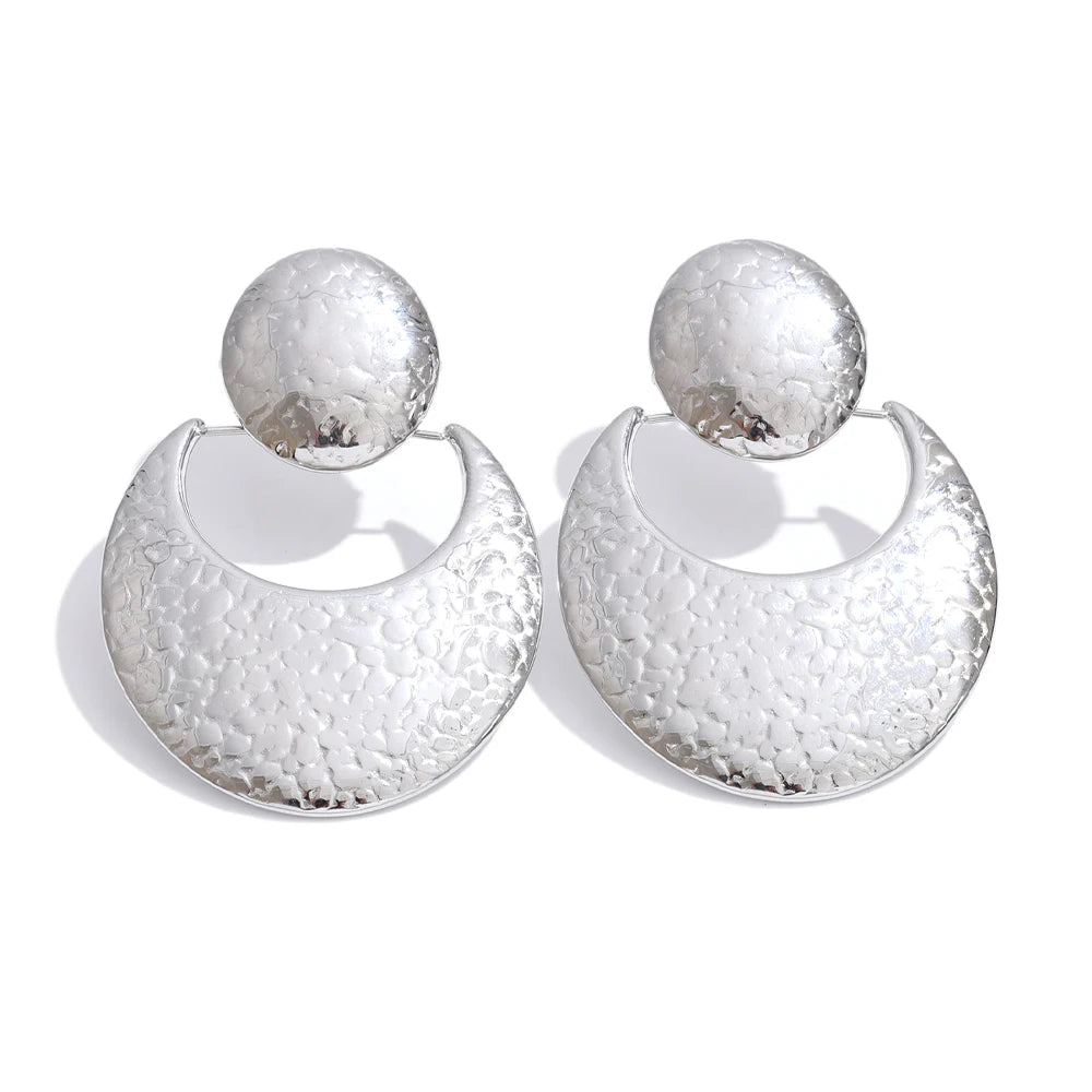 Stylish stainless earrings with metal geometric detail for daily wear