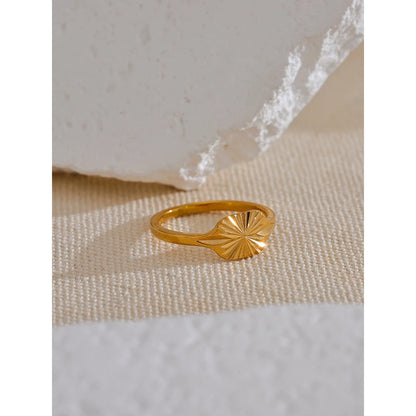 18K Gold PVD Plated Geometric Stripe Thin Ring