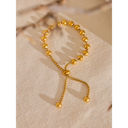 18K Gold Metal Beads Chain Adjustable Bracelet