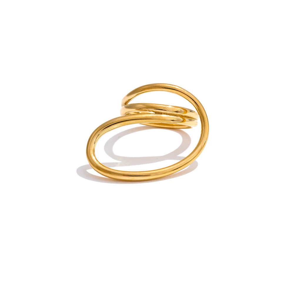 Creative geometric size ring in stainless steel metal ring with gold plated finish