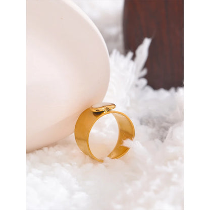 Wide Golden Natural Shell Heart Ring