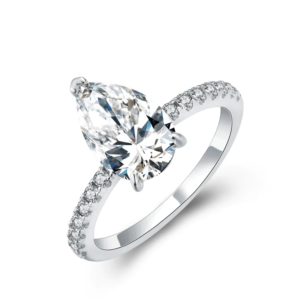 3.0 carat moissanite ring in 925 sterling silver with silver color shine