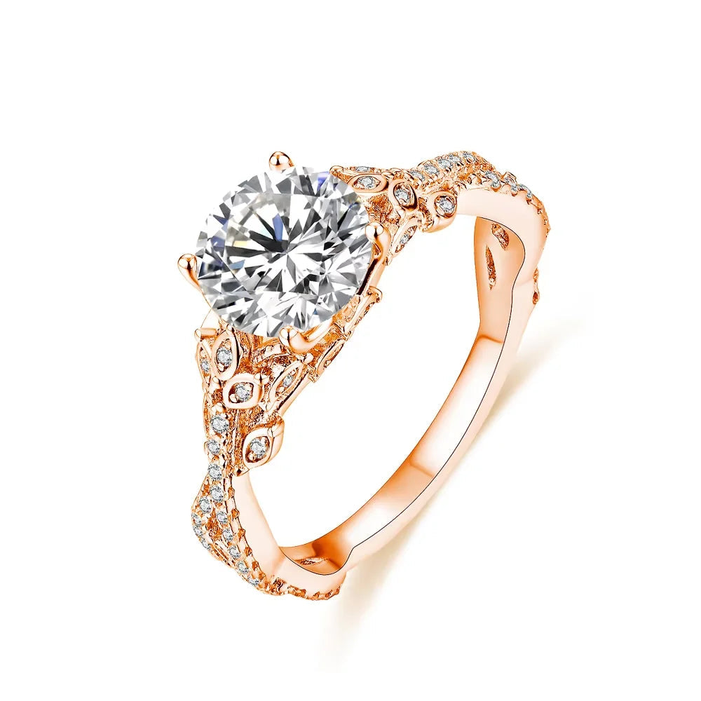 Ring with gold accents and moissanite diamonds in white gold