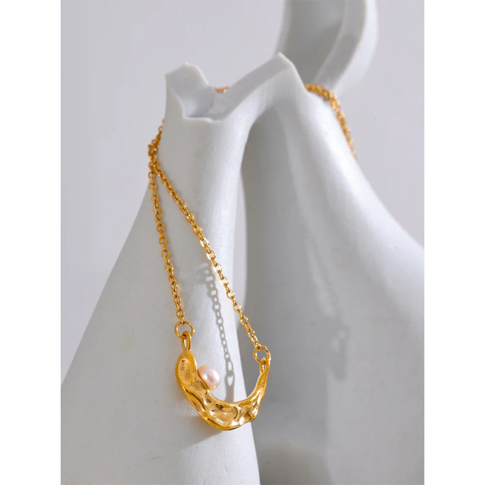 Gold a necklace finish highlighting pearl jewelry in a soft glow