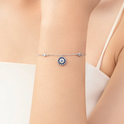 Sterling Silver Blue Zircon Charm Bracelet