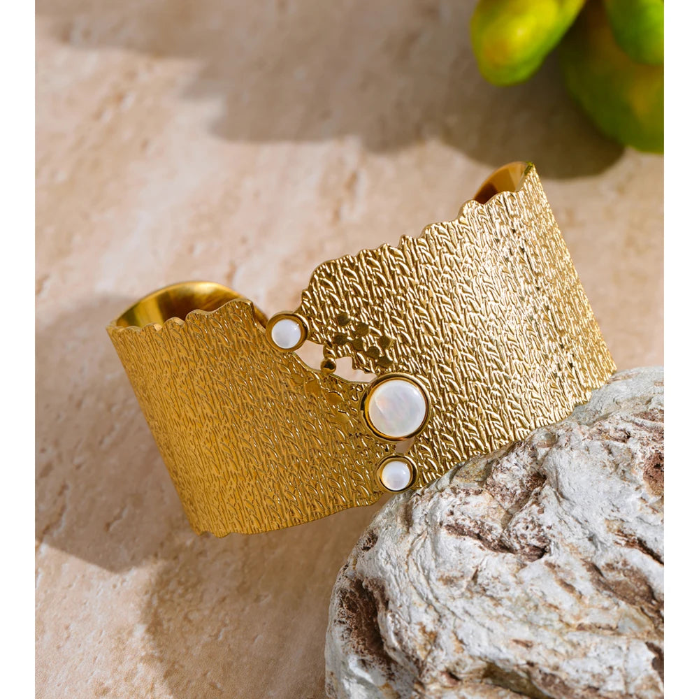 Close view of bracelet bracelets highlighting textured bangle detail