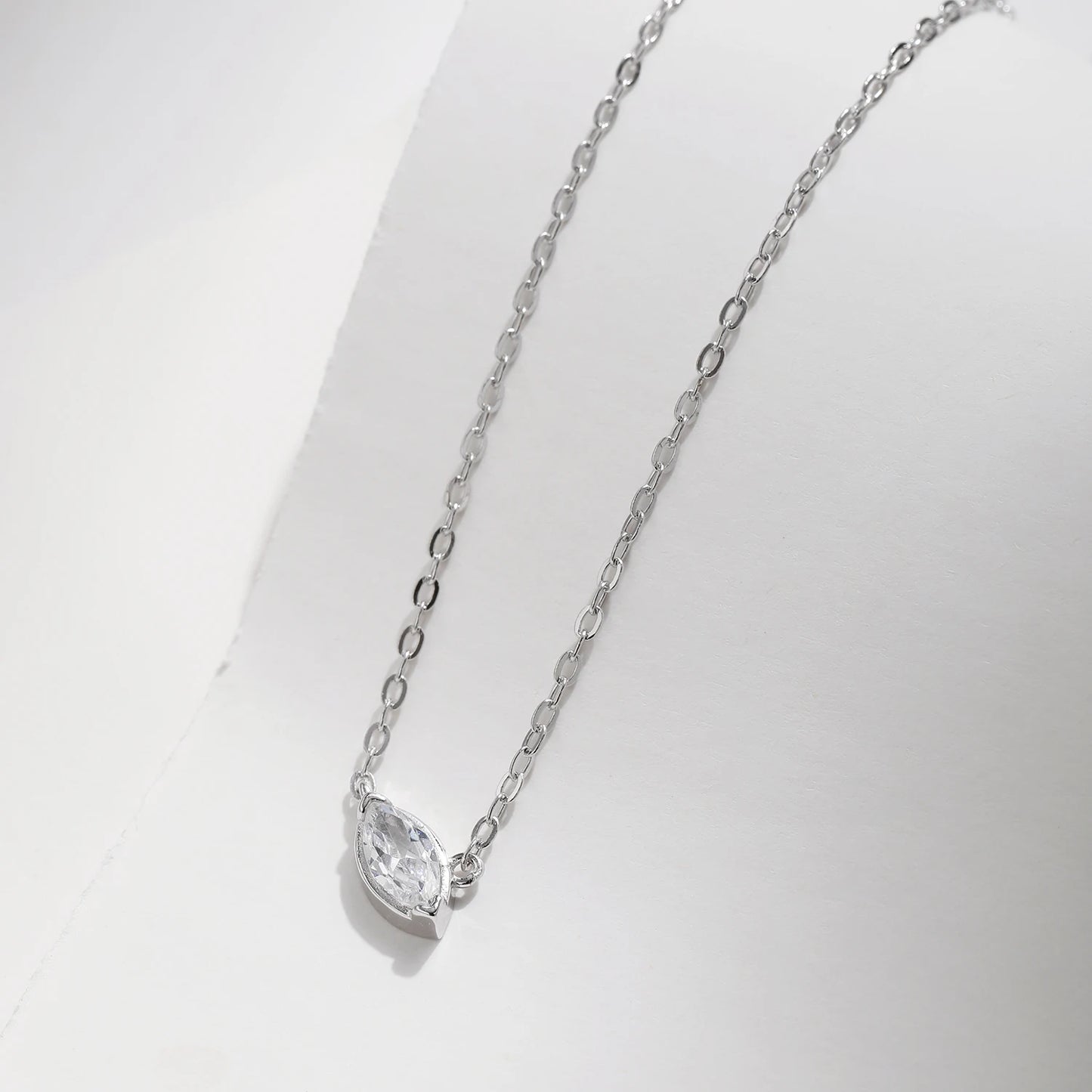 925 Sterling Silver Rhombic CZ Pendant Necklace