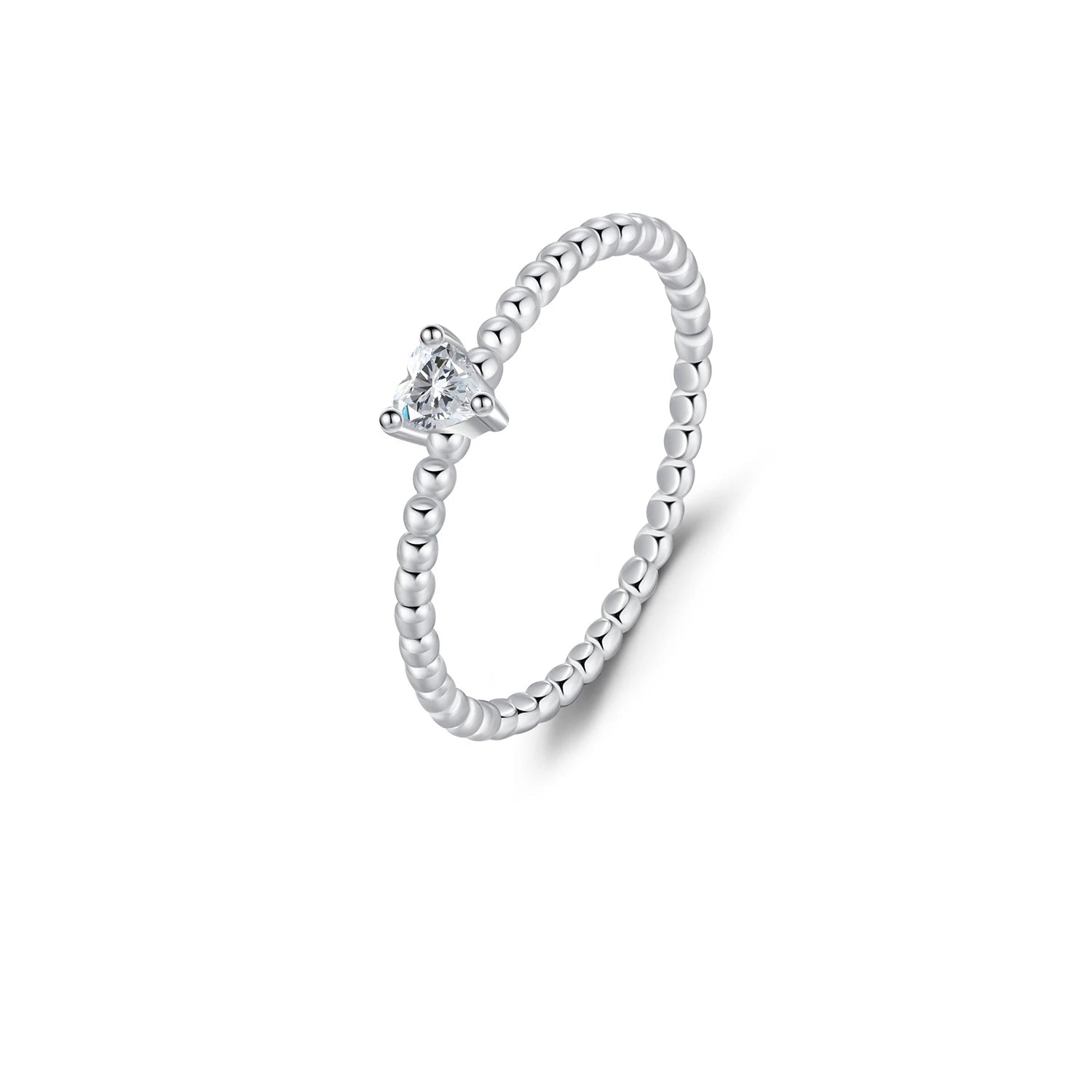 Heart moissanite engagement ring in polished 925 sterling silver