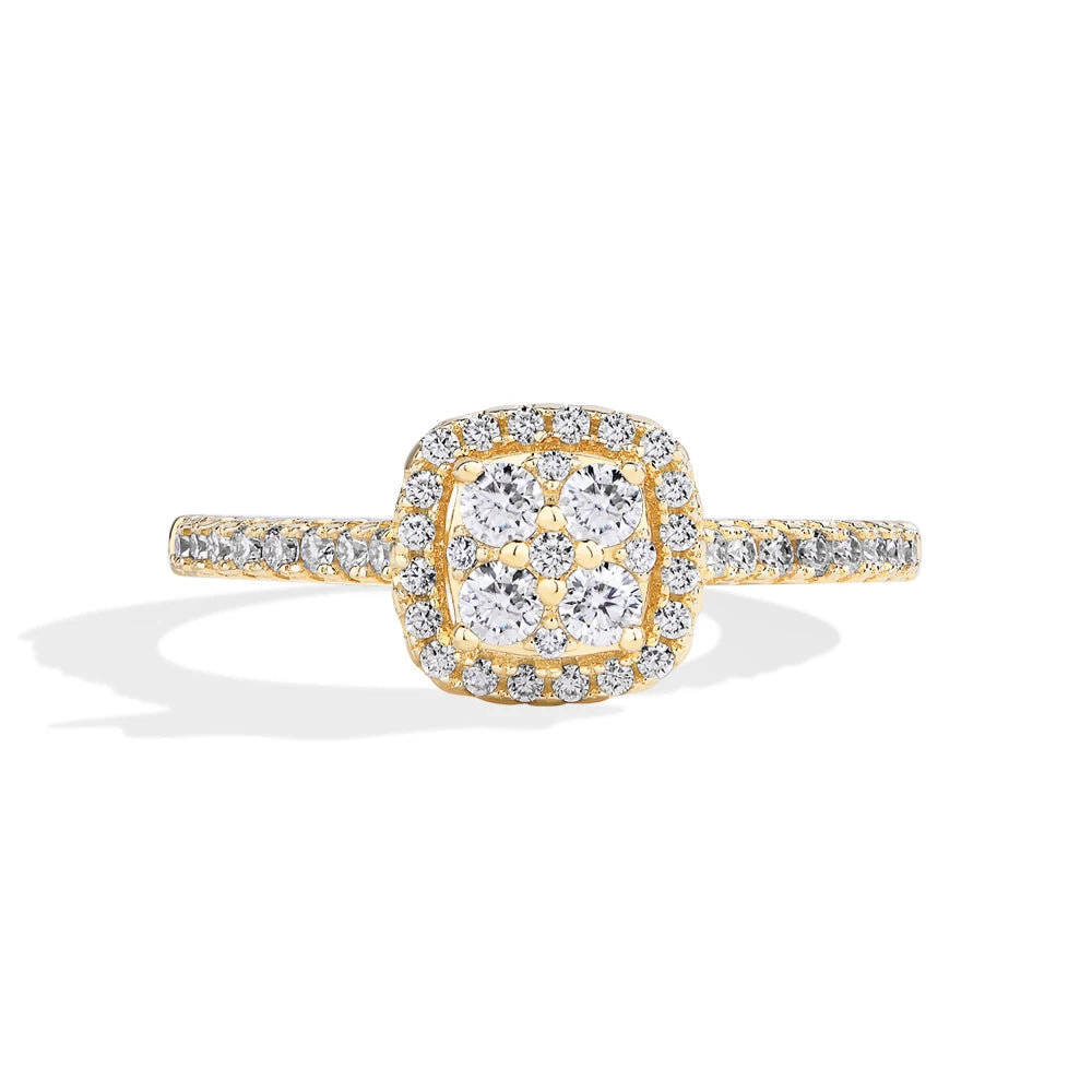 Ring with size interior supporting a comfortable engagement ring