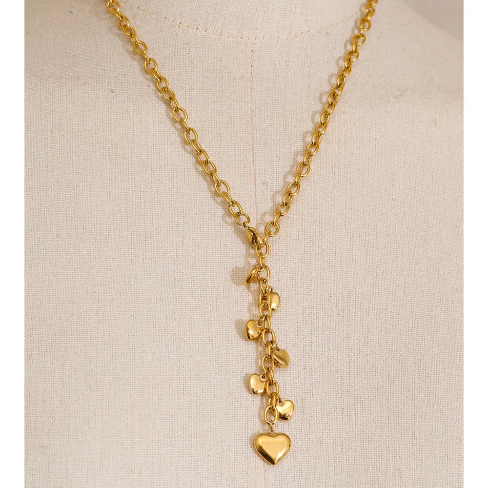 Close up of heart in heart necklace stainless steel jewelry