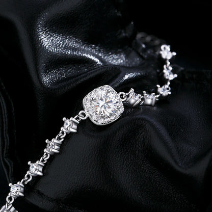 Sterling Silver 0.8CT Moissanite Halo Bracelet