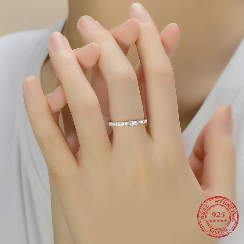 Wedding ring charm design AAAAA CZ 925 silver band