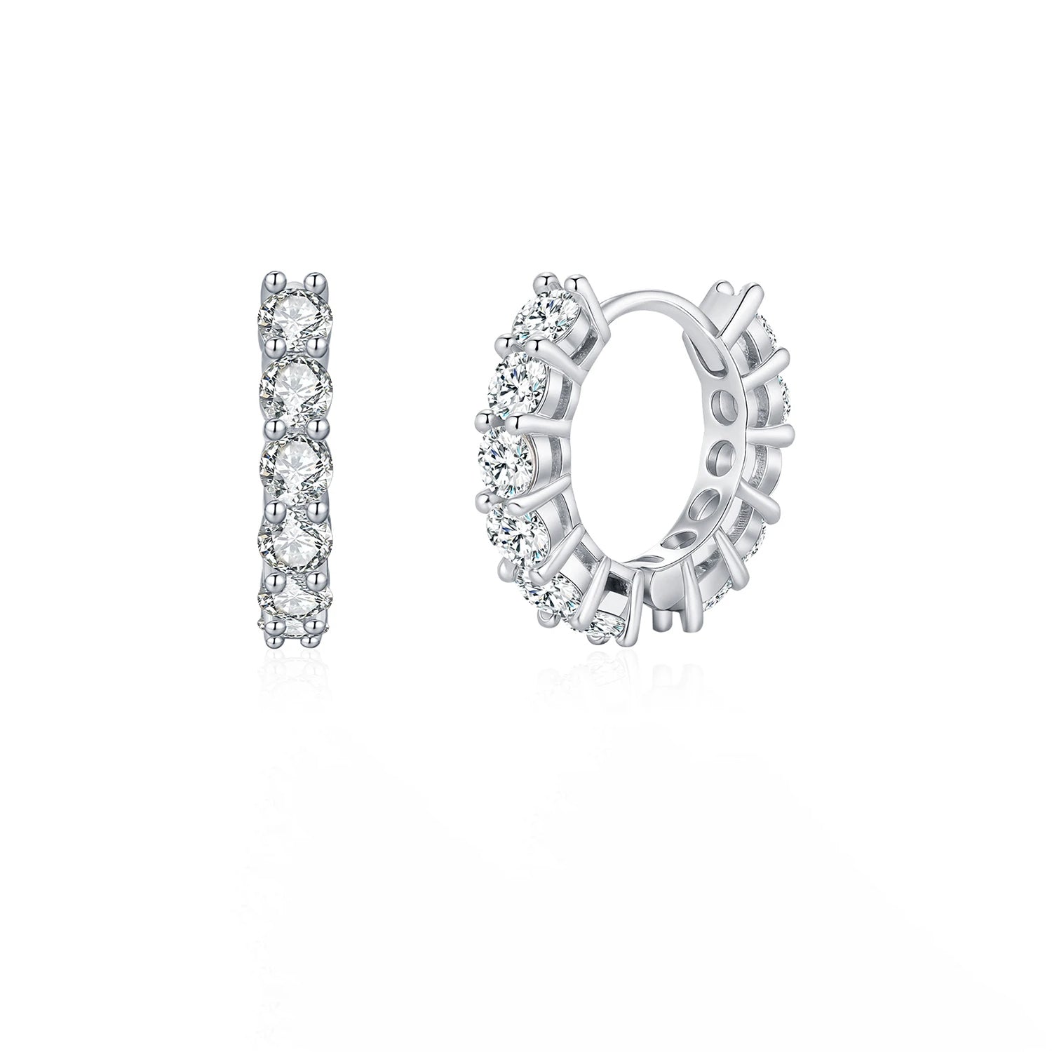 Moissanite earrings in 925 sterling silver with silver color luxury jewelry finish