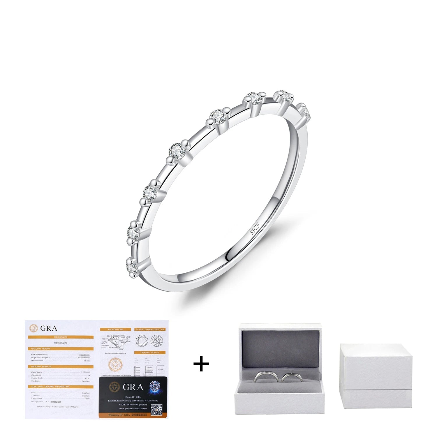 Ring with size eternity moissanite pure white in silver