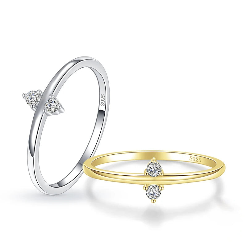 Minimalism cz ring in 925 sterling silver with clear cubic zirconia